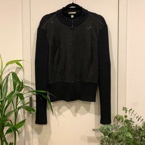 Vintage | St. John Sportswear | Black | Beaded Zipper Cardigan Sweater